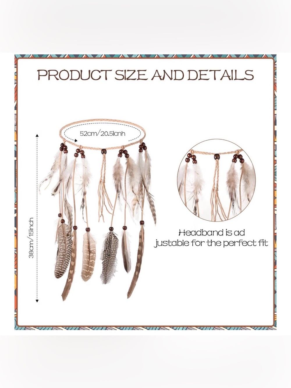 4 Pcs Native American Costume Set for Women Maiden Princess Costume Size Large - Picture 4 of 7